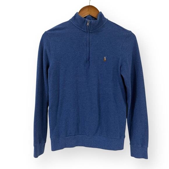 Polo by Ralph Lauren Other - Polo Ralph Lauren Sweater Boys L 14-16 Blue 1/4 Quarter Zip Pullover Cotton